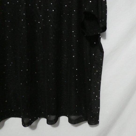 Unbranded | P2P 24 inches measured | Sheer Black Short Sleeve Sequin Shirt - Picture 7 of 13